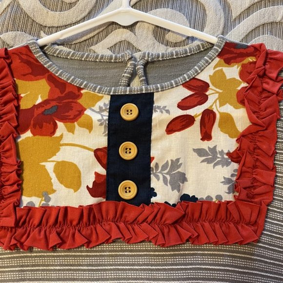 Persnickety Grey Striped Floral Lou Lou Top Girls Size 10 NWT! - Picture 3 of 9